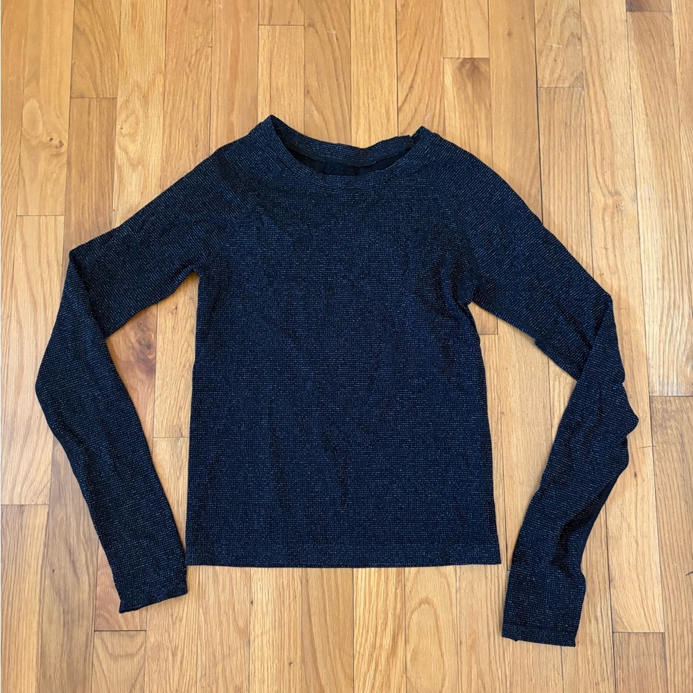 Athleta Black Sparkle Long Sleeve Top